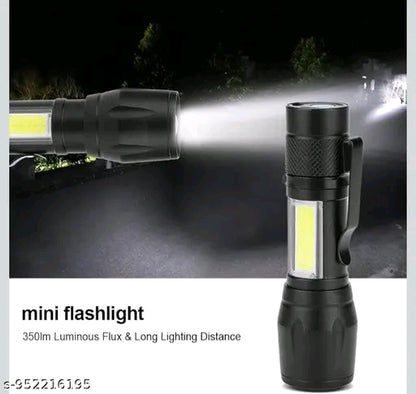 DOTCOM LED Emergency Handheld Flashlight USB Rechargeable Flashlight 3 Modes Adjustable Focus,Portable Waterproof LED Flashlight with COB Side Lights，Best Tactical Torch for Hurricane (1pack)