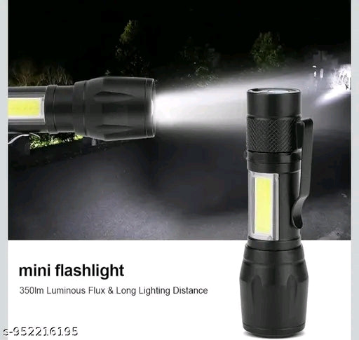 DOTCOM LED Emergency Handheld Flashlight USB Rechargeable Flashlight 3 Modes Adjustable Focus,Portable Waterproof LED Flashlight with COB Side Lights，Best Tactical Torch for Hurricane (1pack)