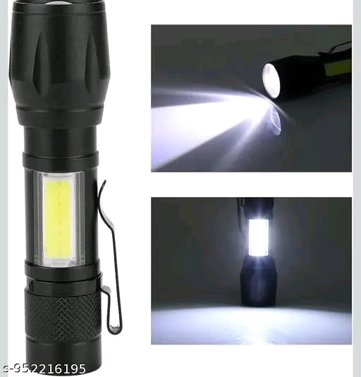 DOTCOM LED Emergency Handheld Flashlight USB Rechargeable Flashlight 3 Modes Adjustable Focus,Portable Waterproof LED Flashlight with COB Side Lights，Best Tactical Torch for Hurricane (1pack)