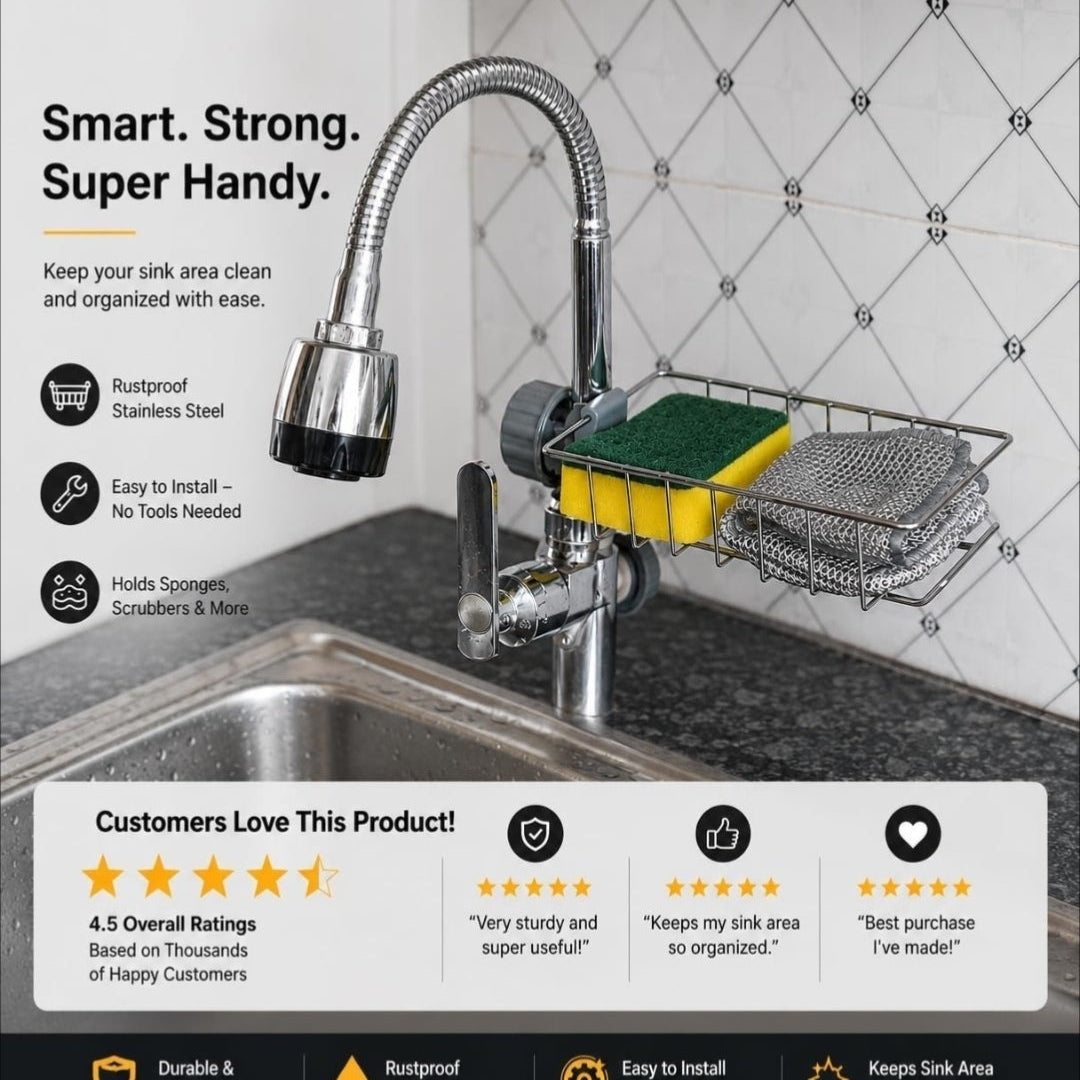 Elegant Stainless Steel Sink Organizer