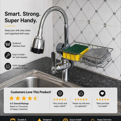 Elegant Stainless Steel Sink Organizer